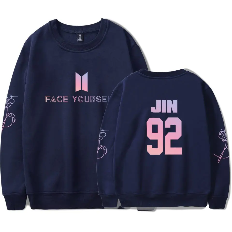 БЦ Толстовка K-поп Для женщин лицо себя Bangtan мальчики монолитным вечно молодым
