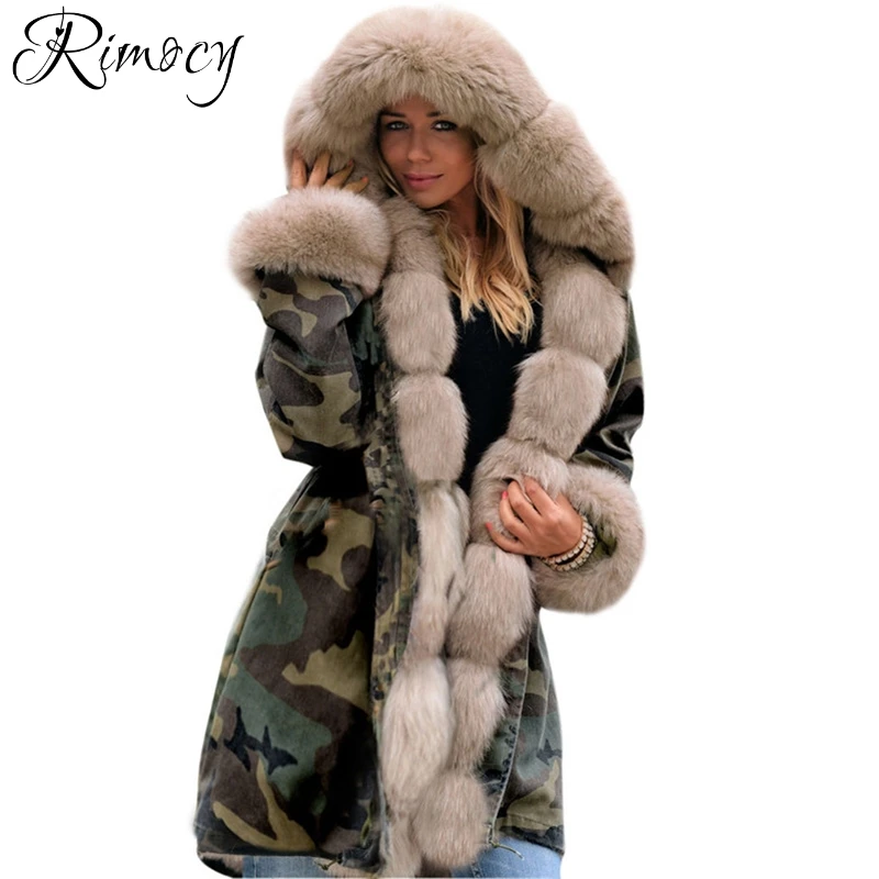 Rimocy Новинка 2019 года для женщин камуфляж мужские парки femme Роскошные