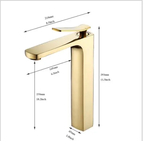 Новое поступление модный полированный кран для раковины высокое золотое