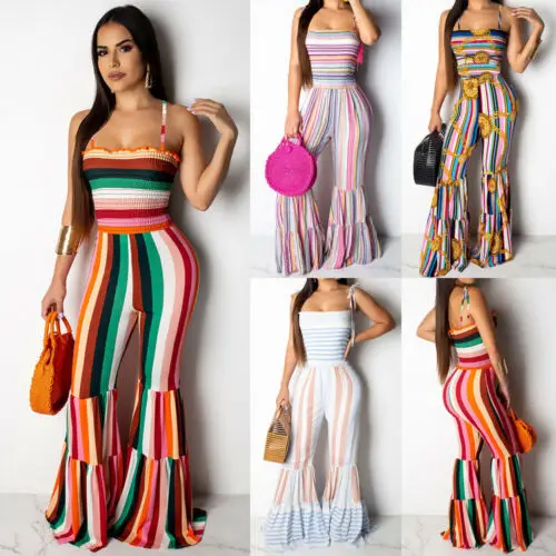 Модные женские комбинезоны без рукавов на бретельках с высокой талией и
