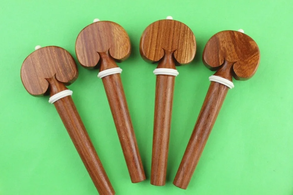 

4 pcs rose wood cello tuning pegs 4/4 size inlaid bones, Cello Accessories