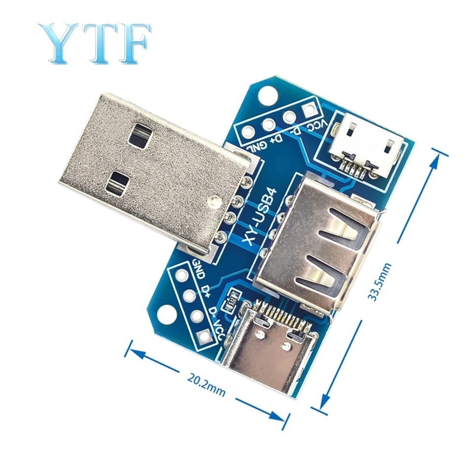 Плата адаптера USB Папа мама Micro Type C 4P 2 54 мм встроенный USB4|Аксессуары для