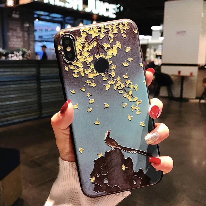 3D цветок чехол с тиснением для xiomi Xiaomi mi 9 8 se a1 a2 5x 6x cc9 cc9e a3 мягкий чехол для Red mi 4X4 Red mi note5 Примечание 6 7 pro крышка - Цвет: 6