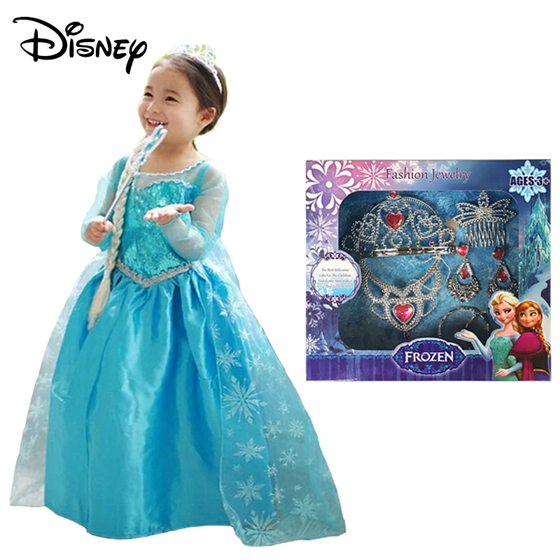 Disney Замороженные платье Эльзы вечерние платья Косплэй Одежда для девочек Анна