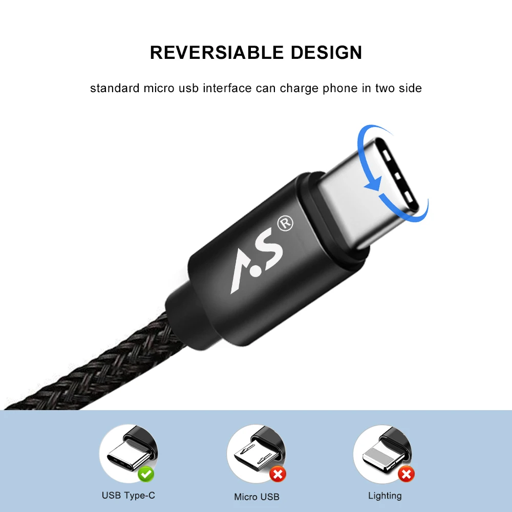Кабель type-C для samsung S8 plus S9 USB C huawei P20 Pro быстрой зарядки и синхронизации данных XiaoMi