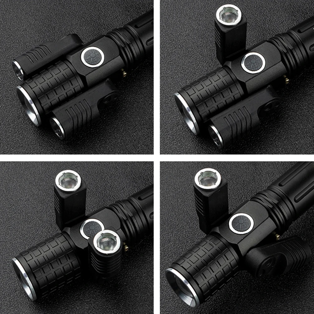 

Deformable LED Flashlight Super bright Torch 1T6+2XPE Zoomable 4 lighting modes Powered by 18650 battery For camping, hunting