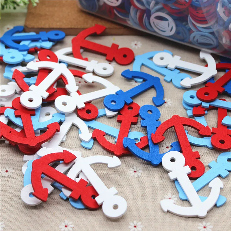 20pcs Большой якорь-лодка копье деревянные декоративные кнопки скрапбукинг