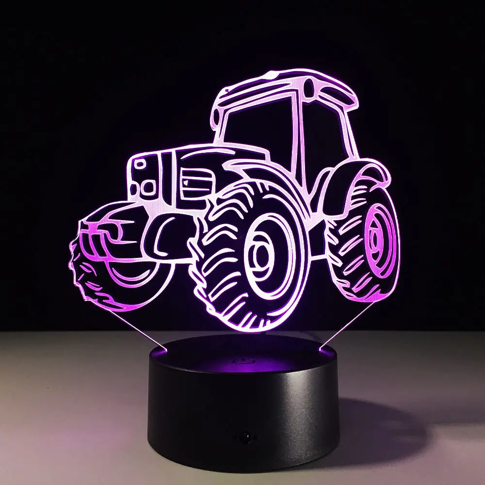 7 цветов авто изменение 3D сенсорный светодиодный ночник трактор USB Декор подарок