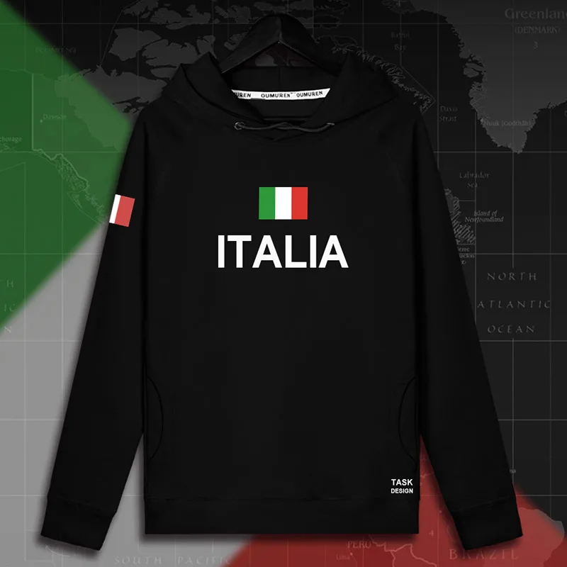 Italy Italia Italian ITA мужские пуловеры с капюшоном, толстовки с капюшоном, Мужская толстовка, новая уличная одежда, спортивная одежда, спортивный костюм, национальный флаг - Цвет: hooded-black