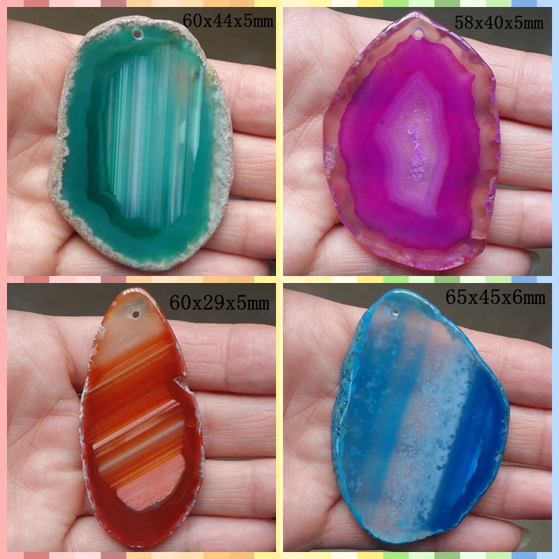 10PCS Free Shipping Slice Crystal Agates Stone Necklace Pendant Jewelry 47-65mm | Украшения и аксессуары