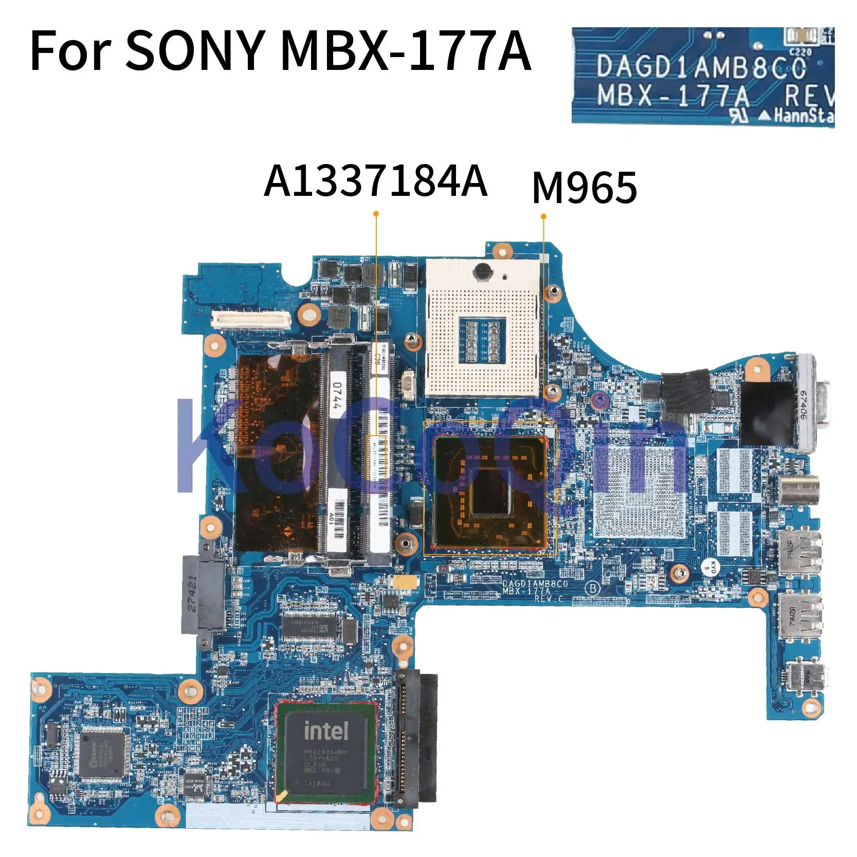 Фото KoCoQin материнская плата для ноутбука SONY VGN CR CR203E Vgn cr220e PCG 5J5M cr420e MBX 177A DAGD1AMB8C0 A1337184A M965