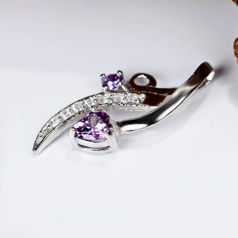 

GND0290 High Quality 100% Fine 925 Sterling Pendant Beauty Purple Crystal Necklaces Pendants Fashion Jewelry For Women