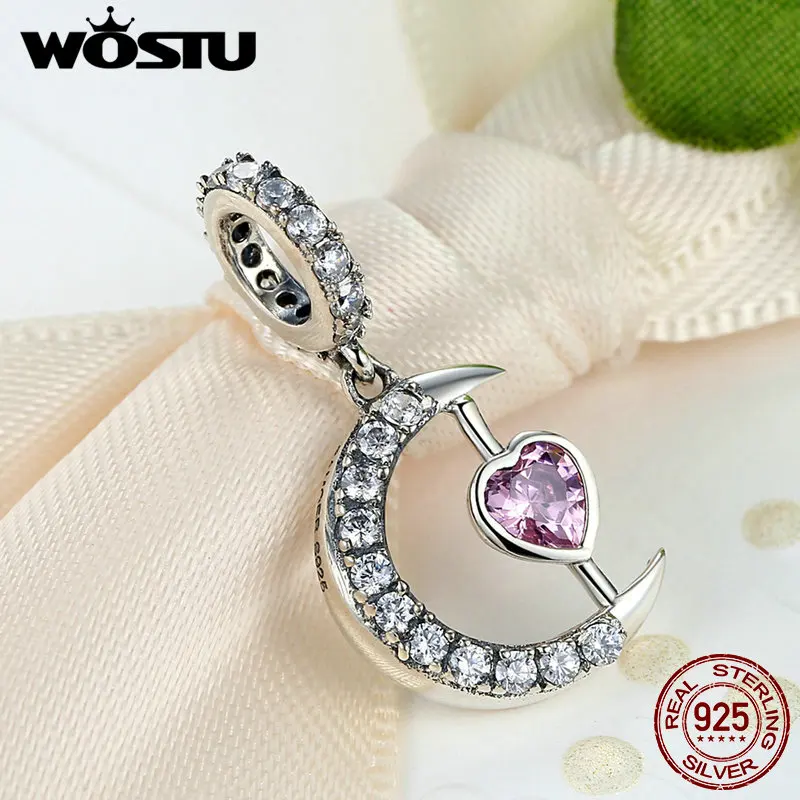 Бусина Шарм Сердце Луны из серебра 925 пробы CQC040|silver charm heart|charm heartdiy pendant |