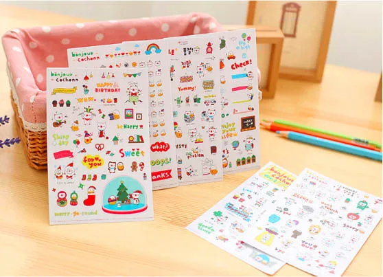 6Sheets/lot Cute transparent cat pig sticker for Decorating the album card making DIY scrapbooking stationery | Дом и сад