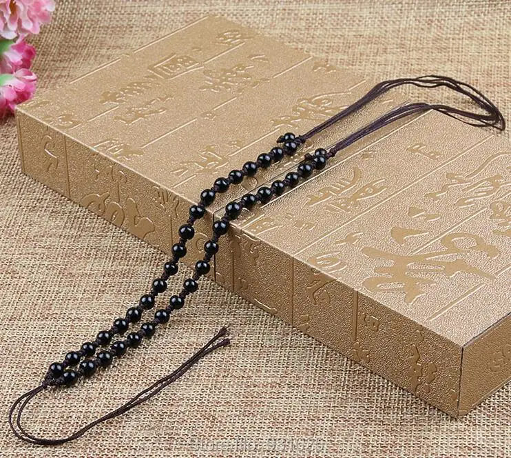 1 шт. ручной работы в китайском стиле бусы ожерелье для обсидиан нефрита черный