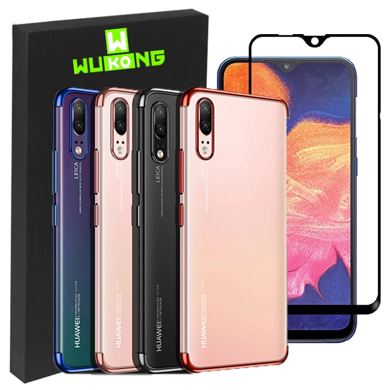 Покрытие корпуса мягкий прозрачный чехол из материала tpu для samsung A10 A30 A50 9D Стекло электро-покрытие чехол для Galaxy M10 M20 M30 закаленное Стекло