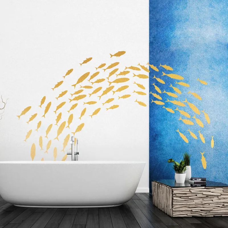 Яркая рыба плавающая в группе наклейка на стену виниловые художественные