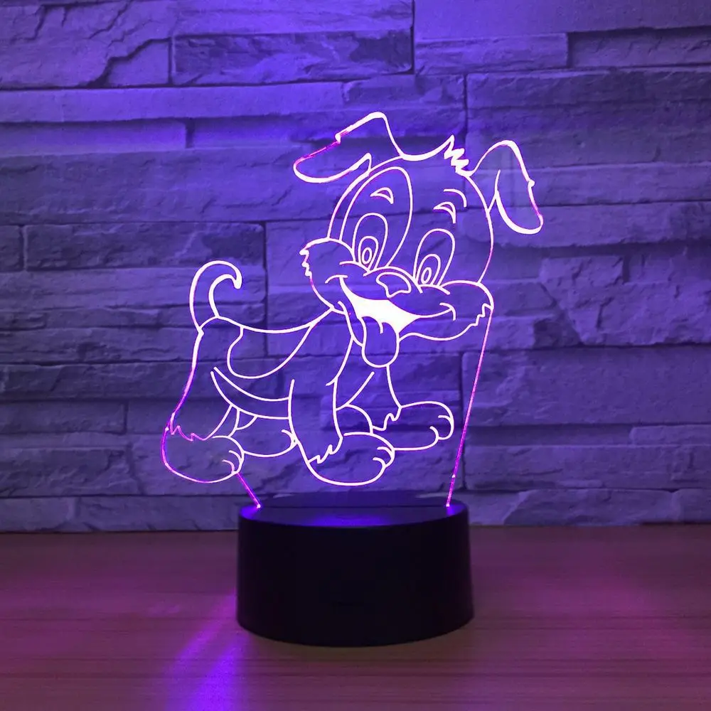 3d лампа прекрасная собака 7 цветов светодиодный ночник для детей Touch Led Usb