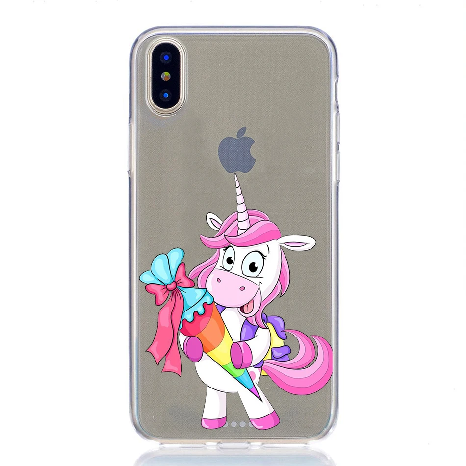 Чехол для iPhone X xs max xr 6 6s 7 8 plus funda силиконовый мягкий Радужный Единорог Стич милый
