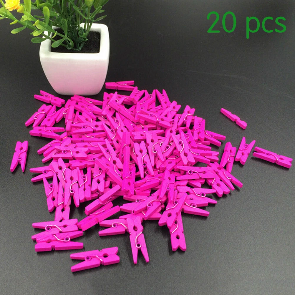 20pcs Rose 8/10/20/50 шт./упак. мини Плетеный абажур из натурального дерева одежда Фотобумага Пег контактный прищепка Craft зажимы Сова самолета Рождество панда - Цвет: 20pcs Rose
