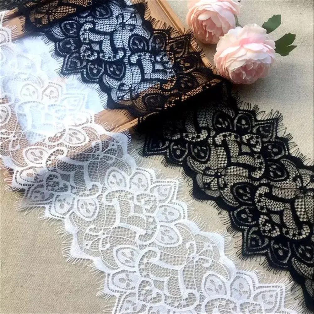 3 Meters Net Eyelet Eyelash Lace Fabric Trim In Black/White Bridal Wedding Flower 15cm Wide | Дом и сад