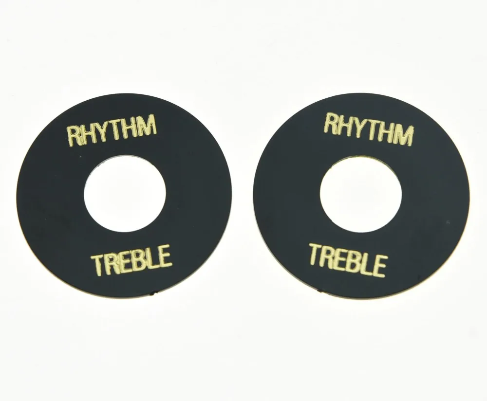 

2x Black w/ Gold Guitar Toggle Switch Washer Rhythm Treble Ring fits For Les Paul