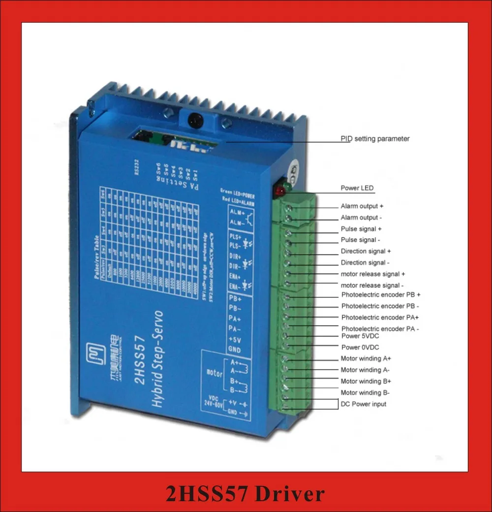 

2 Phase Closed Loop Stepper Servo Motor Driver 24~50VDC for NEMA23