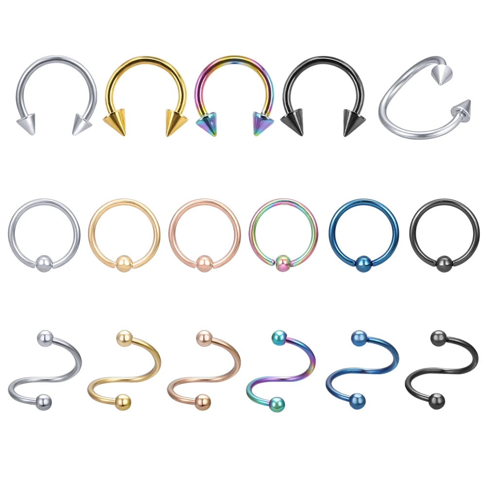 

Women's Nose Ring Stainless Steel Septum Cartilage Labret Piercings Tragus Helix Eyebrow Piercing Snag Earring Body Sexy Jewelry