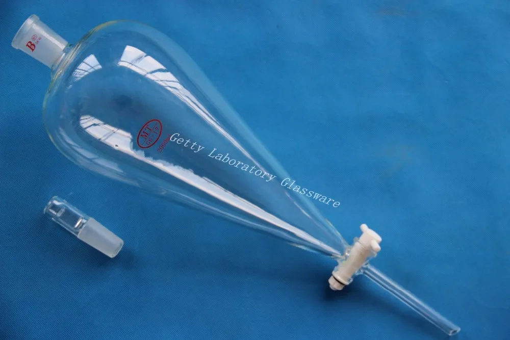 

2000ml (2 Liter) Pyriform Separatory funnel, Dropping funnel, 24/40joint,separating funnel with PTFE Stopcock