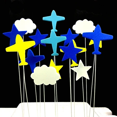 Airplane cloud stars 1 Набор Топпер для торта, выбор звезды, супергероя, Бэтмена, Микки Мауса, с днем рождения, для детей, для душа, вечерние украшения для кексов, подарки - Цвет: Airplane cloud stars