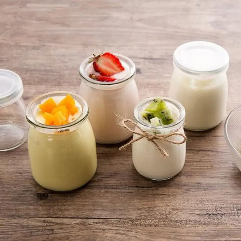 Yilala Pudding Cup Glass Bottle for Dessert Mini Yogurt Mug Creative Mousse Bottles with Lid 4 Pieces Per Set | Дом и сад