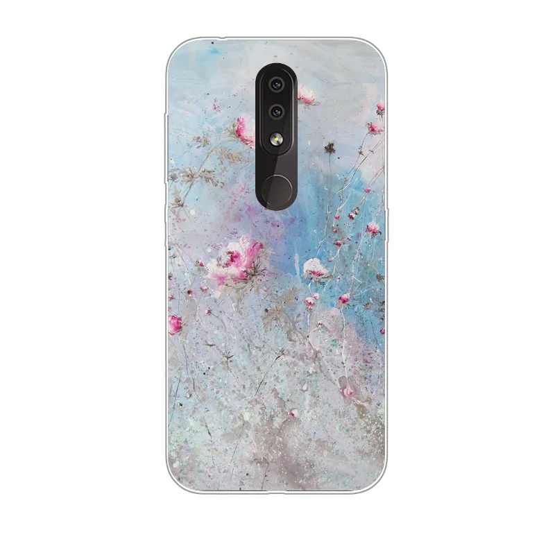 Чехол для Nokia 4 2 силиконовая Мягкая задняя крышка из ТПУ с цветочным рисунком Nokia4.2