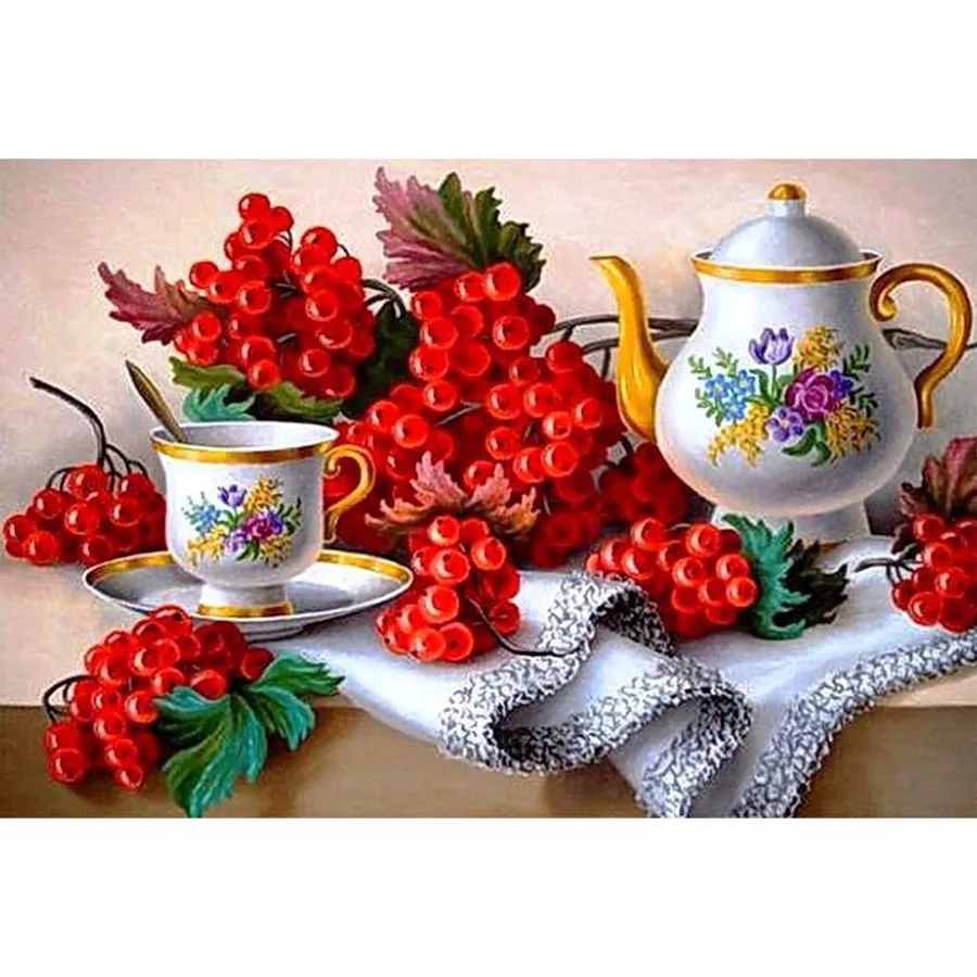 5D DIY алмазная живопись цветок вышивка крестиком столовые приборы и Фрукты