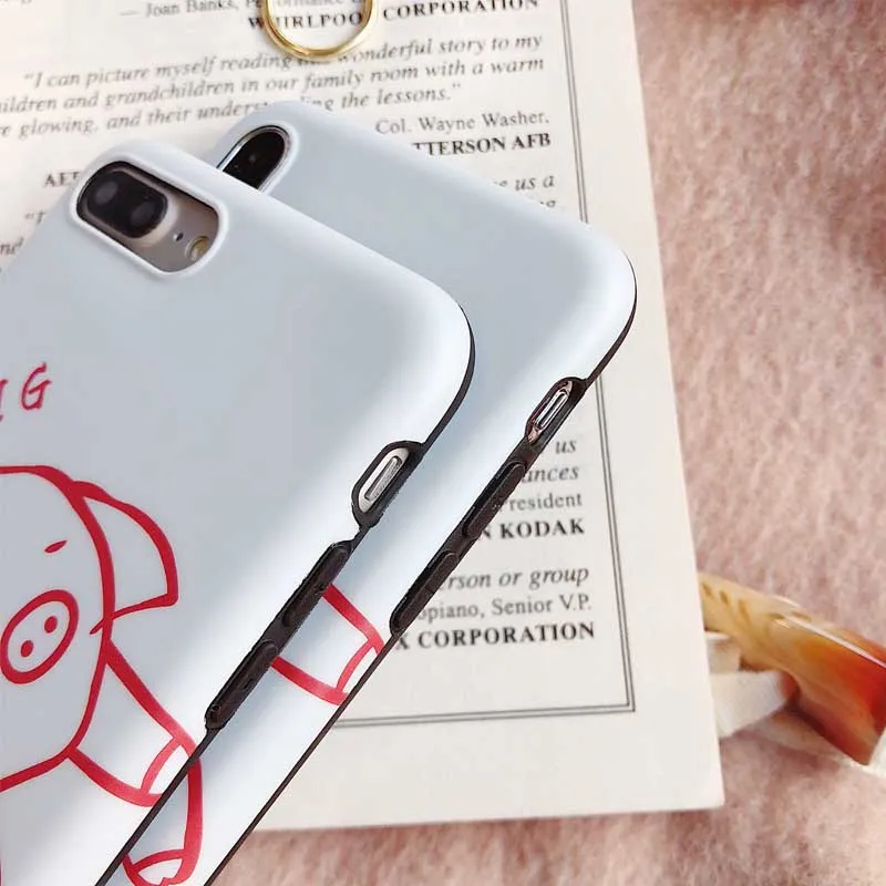 JIBAN Cute line pig Cartoon Phone Case for iphone XS MAX X XR 6 6s 6plus 7 7plus 8 8plus Capa Soft IMD Back Cover |
