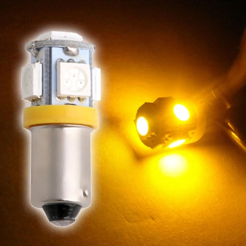 1 шт. T11 BA9S 5050 5 SMD светодиодный автомобильный светильник 12В T4W 3886X H6W 363 желтый