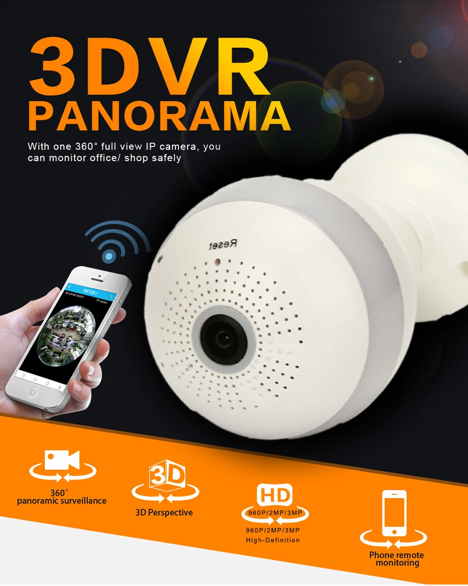 Панорамная 360 VR 960P 1.3MP HD ip камера умная светодиодная подсветка звездный свет