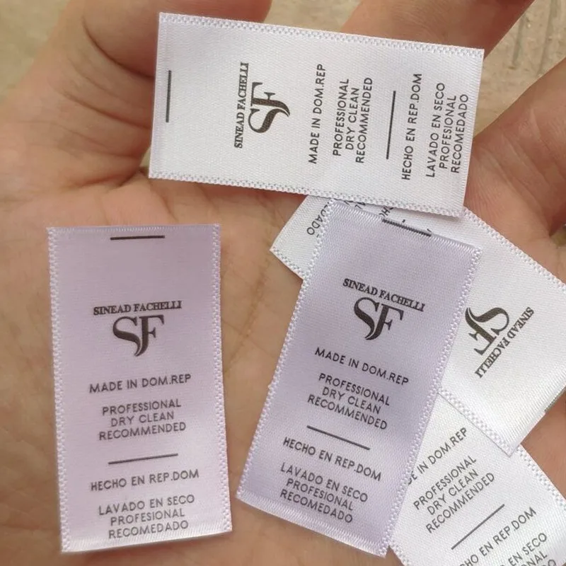 1000pcs 3 * 5 cm Custom 95%Cotton 5%Elastane soft white satin ribbon labels print clothing wash label | Дом и сад