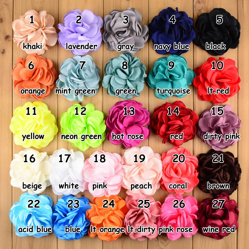 120 pcs / lots , 8cm satin flowers  handmade singed chiffon satin flower for  headband hair accessories apparel accessories