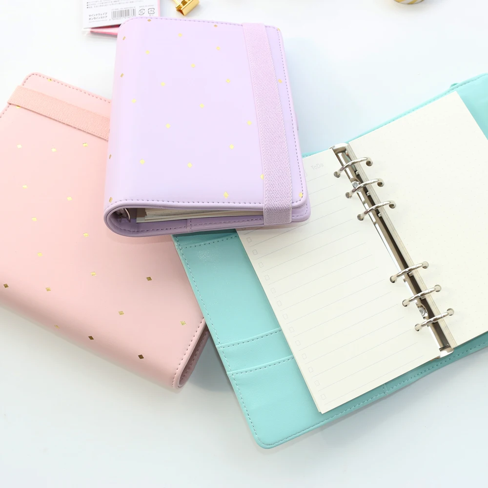 Креативные кожаные спиральные записные книжки с повязкой в горошек милый