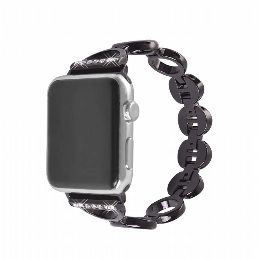 Нержавеющая сталь ремешок для наручных часов Apple Watch, версии со стразами 38/40 мм/42 44 мм смарт-часы круг металлический ремешок для наручных часов iWatch серии 5 4 3 2 1