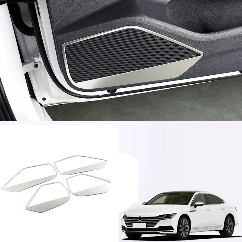 

Car Styling 4PCS Stainless Steel Silver Interior Car Door Speaker Cover Trim For VW Volkswagen Arteon 2017 2018