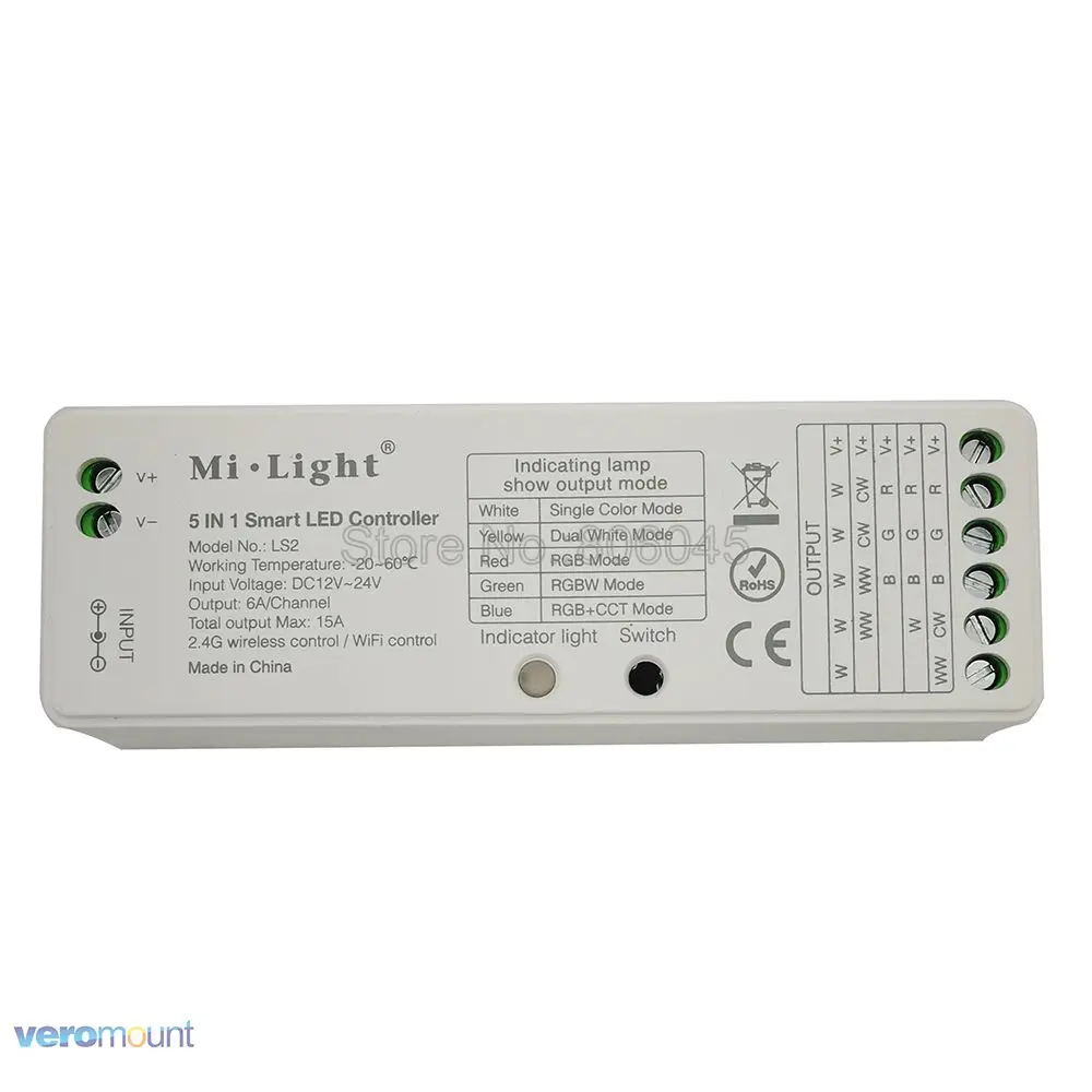 MiBoxer LS2 2 4G Беспроводной Управление DC12V-24V 15A 5 в 1 Smart LED Для одного Цвет CCT RGB RGBW +