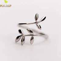 925 sterling silver double leaves open rings for women forest style lady girl gift fine jewelry flyleaf