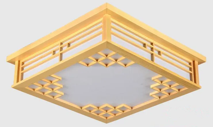 

Japanese Ceiling Lights Square 45-55cm Bedroom LED Lamps Lights Sheepskin Study Wood Ceiling Lamp Home Decorative Design Lantern