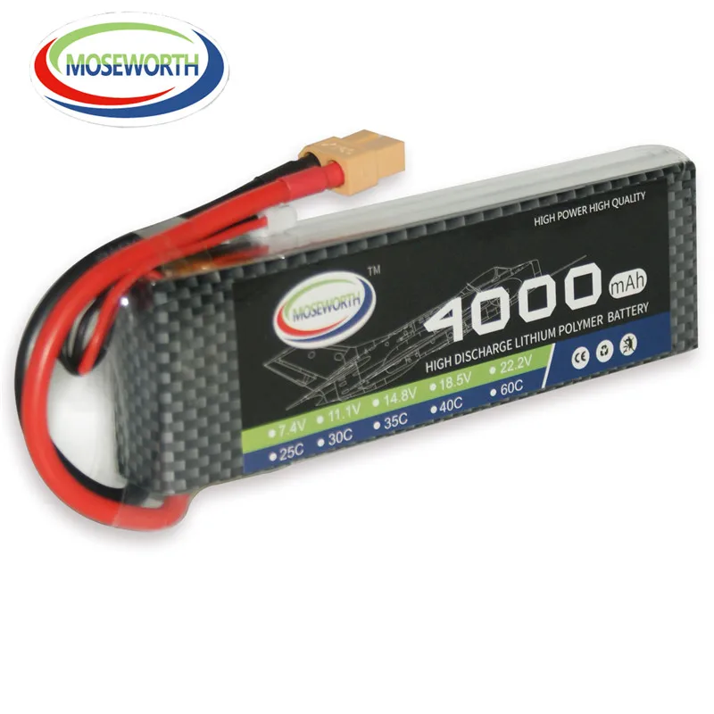 MOSEWORTH RC LiPo батарея 7 4 V 4000 mAh 30C 2 S для самолет вертолет Квадрокоптер Дрон литий