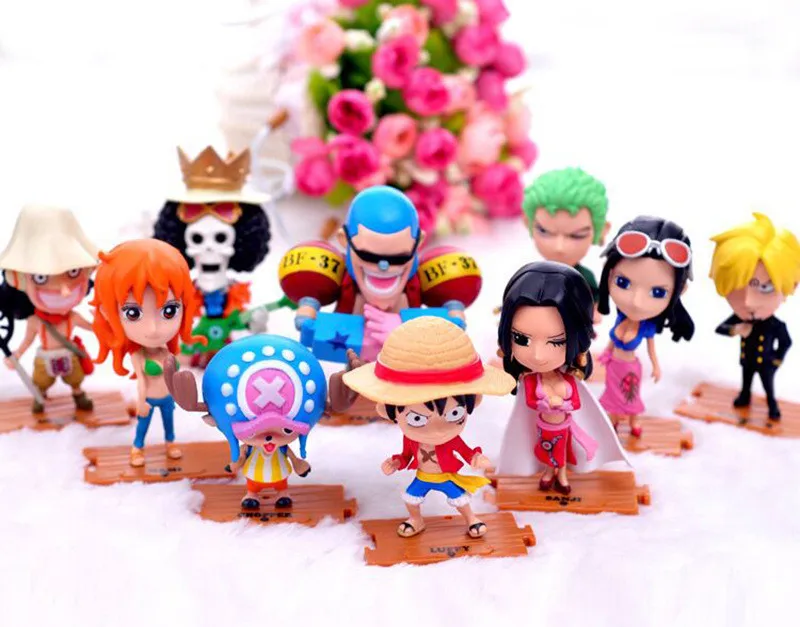 Аниме One Piece Figuras Toys 10 шт./лот см Чоппер Hancock Nami Zoro ПВХ фигурка модель игрушки куклы