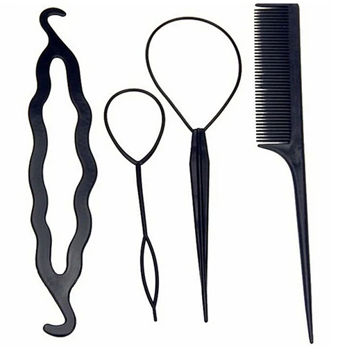 4 Pcs женские Волосы Твист Стайлинг Клип Стик Bun Чайник Кос Инструмент Набор