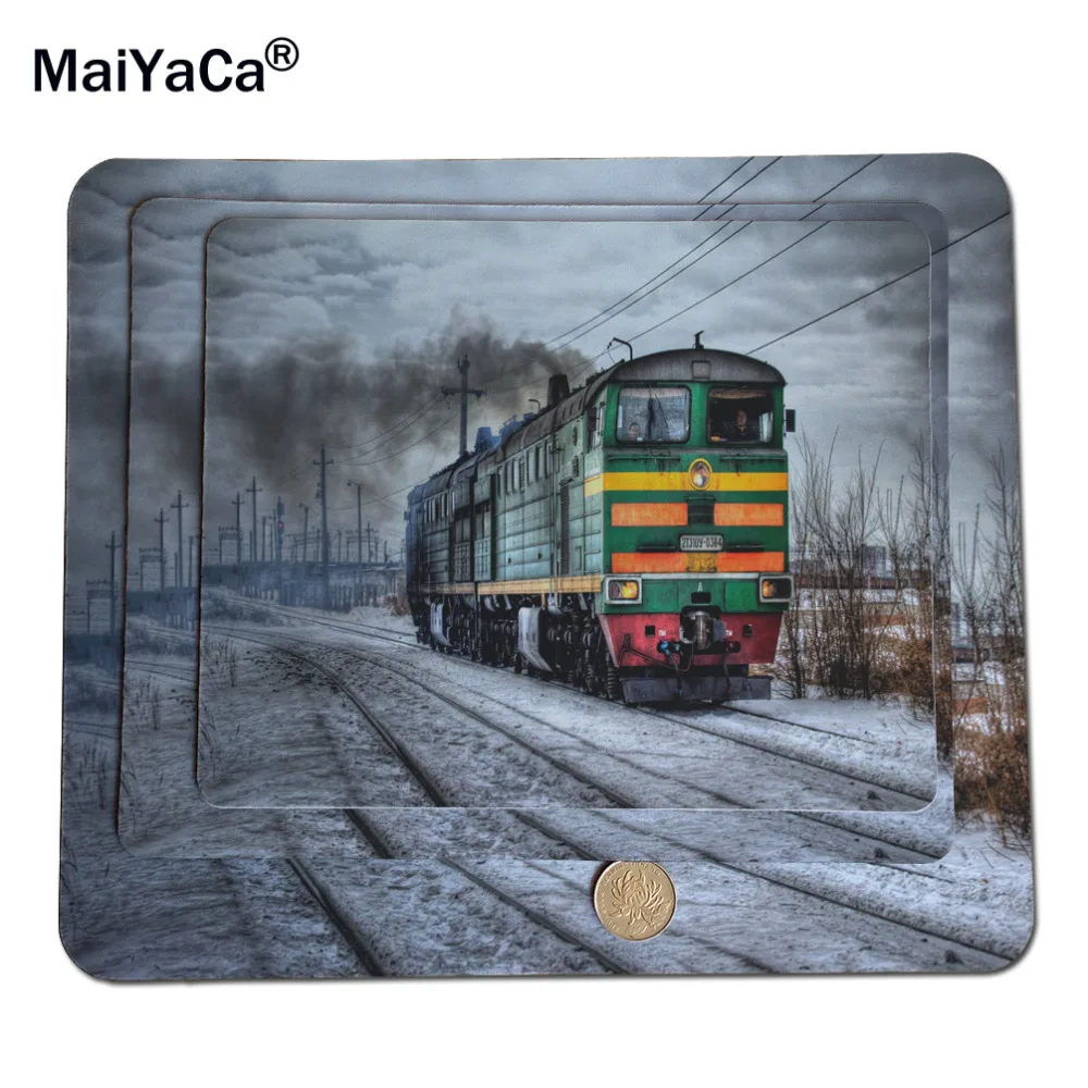 

MaiYaCa Locomotive On Snowy Railroad Mouse Pad Size 18*22cm and 25*29cm Mouse Mats and Lock Edge and No Lock Edge Mouse Pad