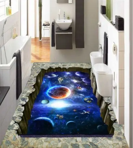 

[Self-Adhesive] 3D Astronaut Space 2 Non-slip Waterproof Photo Self-Adhesive Floor Mural Sticker WallPaper Murals Wall Print