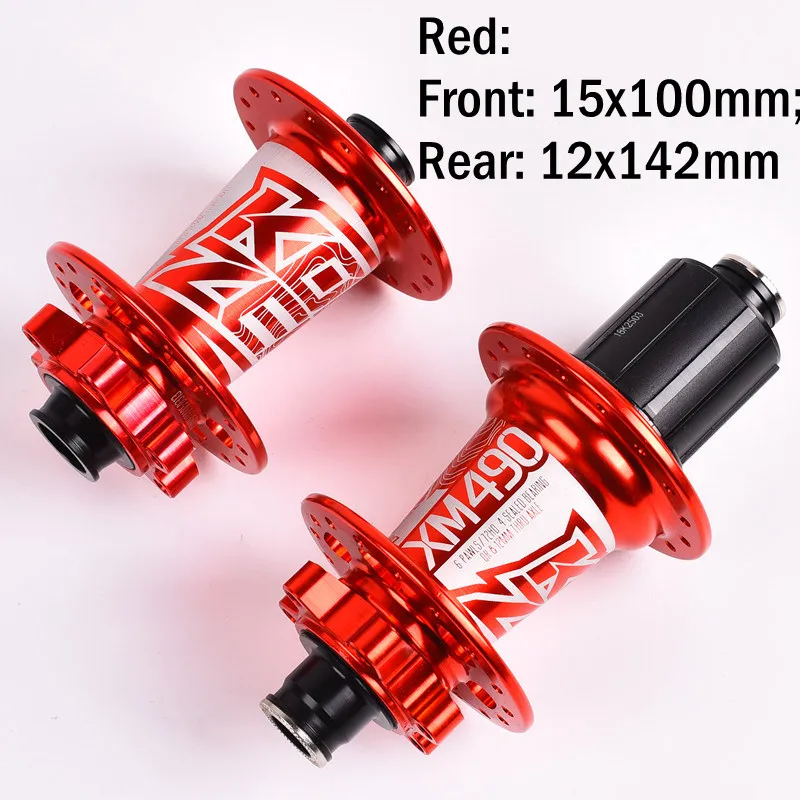 Koozer XM490 ступицы 4 подшипника MTB горный велосипед втулка QR 100*15 12*142 мм через 32 отверстия дисковый тормоз ступицы велосипеда 28 32 36 отверстий - Цвет: Red 15x100 12x142mm